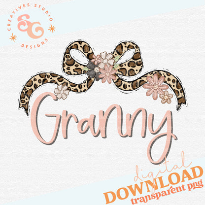 GRANNY LEOPARD BOW WITH FLOWERS