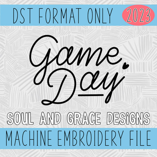 Handwritten Game Day Machine Embroidery Design [DST]