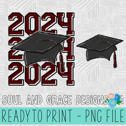 Grad Cap 2024 - Includes Front Pocket