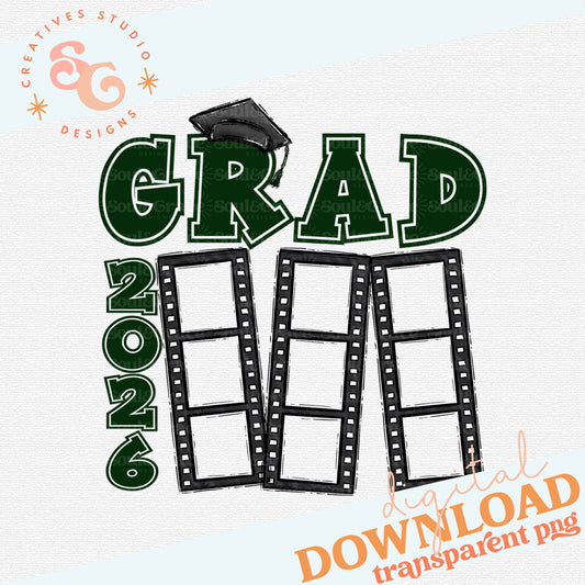 2026 GRAD FILM STRIP DARK GREEN