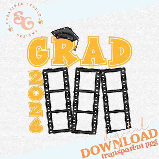 2026 GRAD FILM STRIP YELLOW