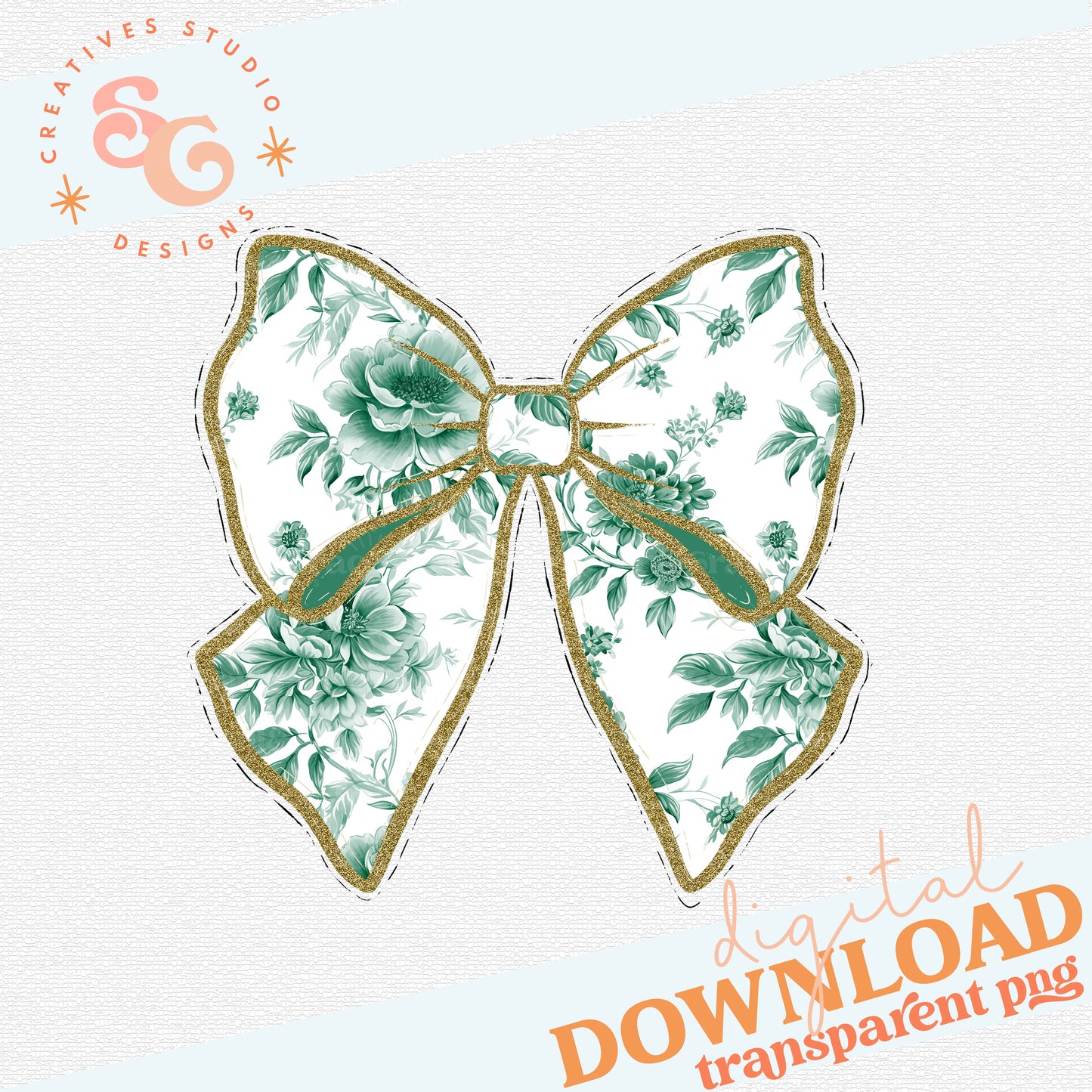 Green Toile Coquette Bow