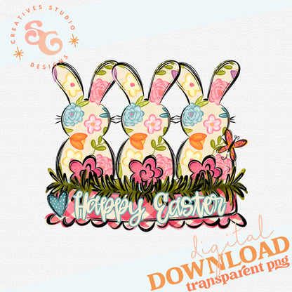 HAPPY EASTER BUNNY TRIO