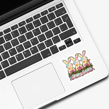 HAPPY EASTER BUNNY TRIO STICKER VINYL DECAL