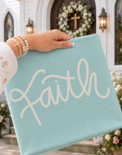 Holiday Lettering Faith sweatshirt mockup