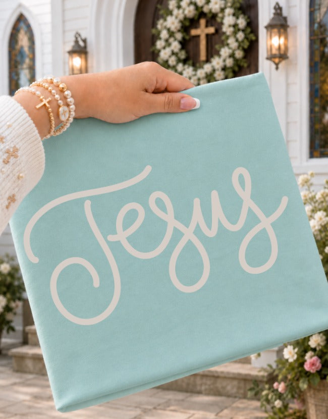 Holiday Lettering Jesus sweatshirt mockup