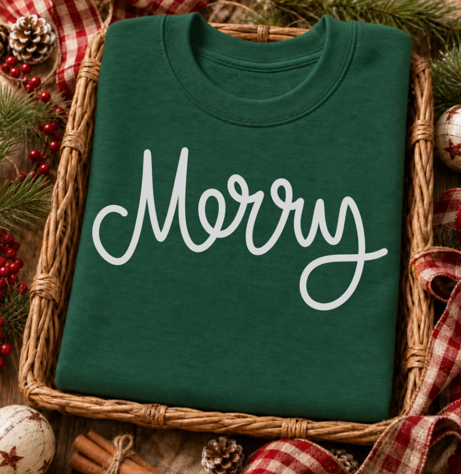 Holiday Lettering Merry sweatshirt mockup