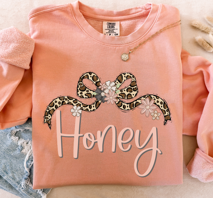 HONEY LEOPARD BOW WITH FLOWERS