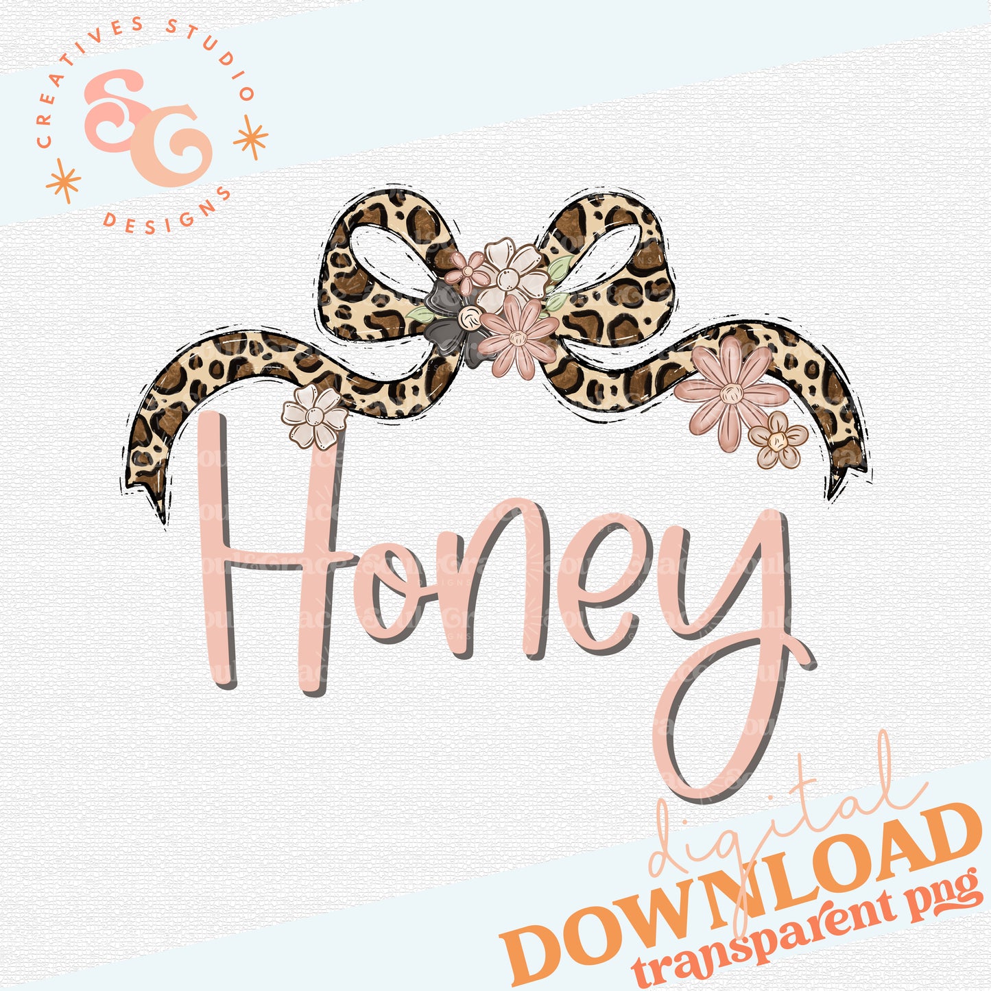 HONEY LEOPARD BOW WITH FLOWERS