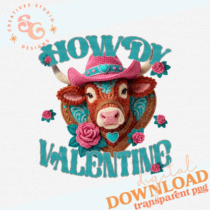HOWDY VALENTINE CROCHET COW