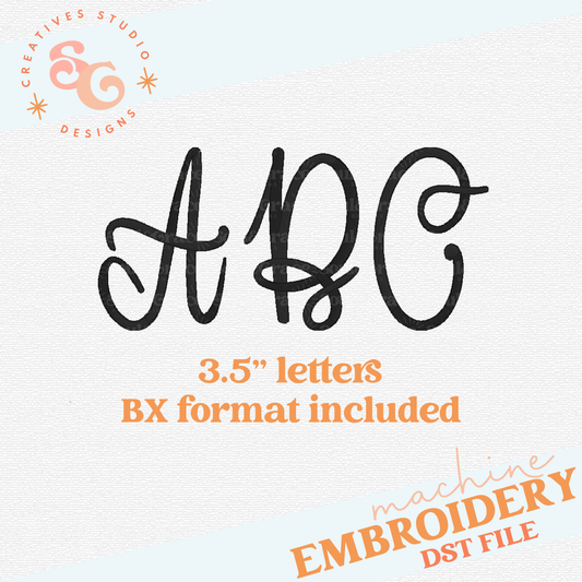 Hand Lettered Monogram Alphabet Machine Embroidery Design [DST]