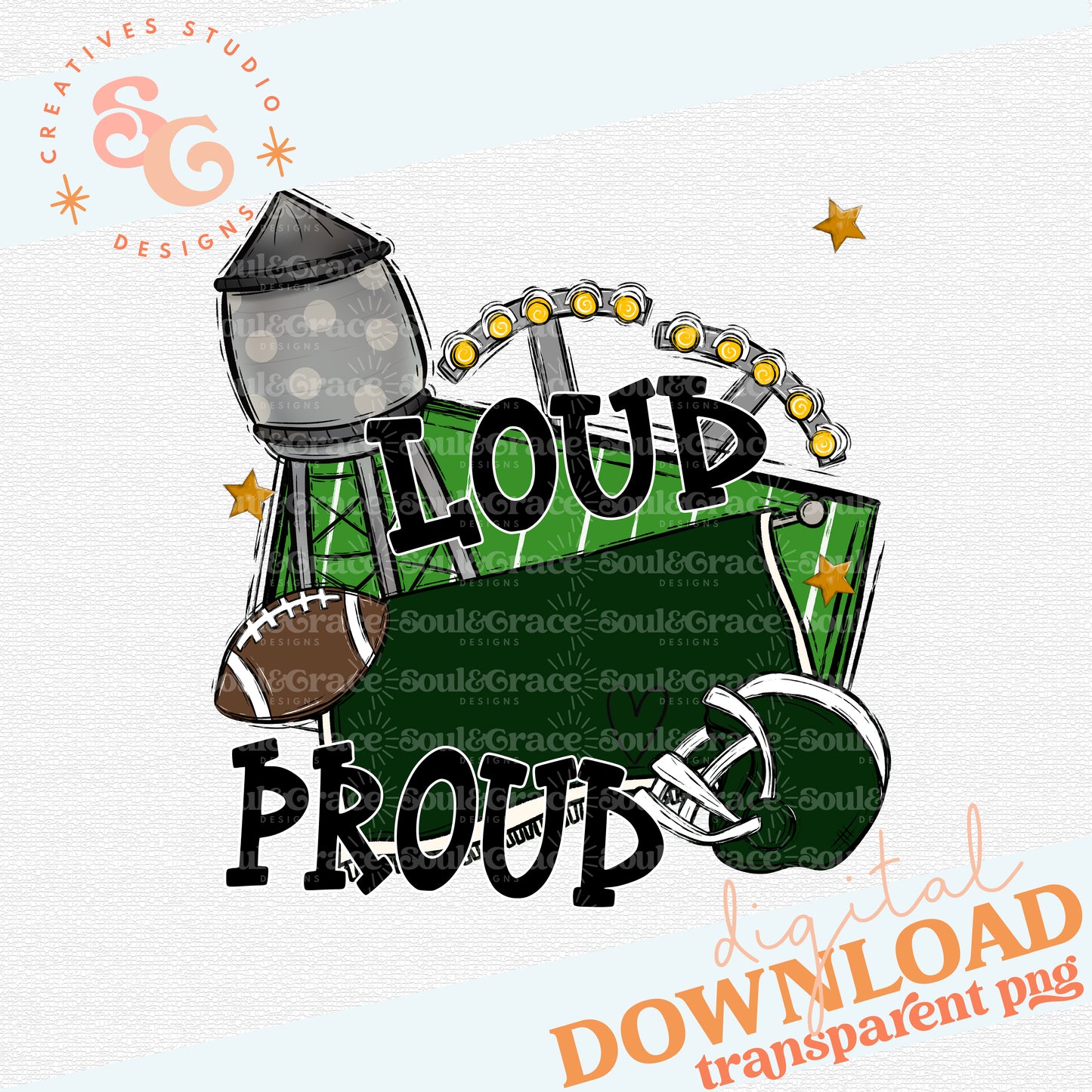 Home Town Loud Mascot Proud DARK GREEN BLANK