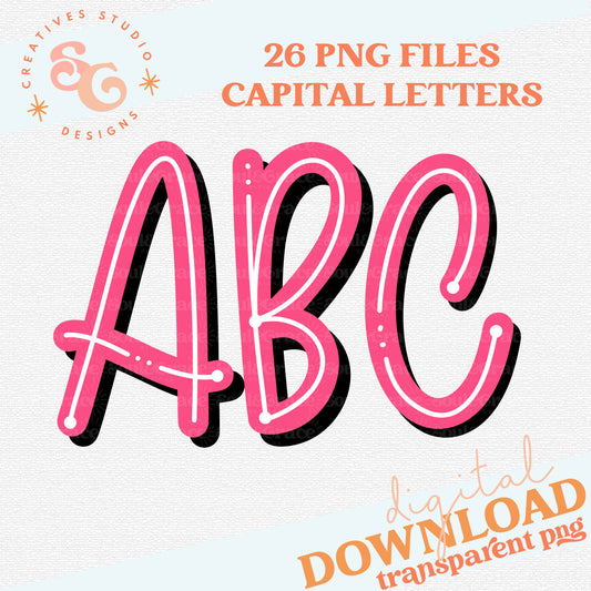 INITIALED OUT MONOGRAM ALPHABET PINK