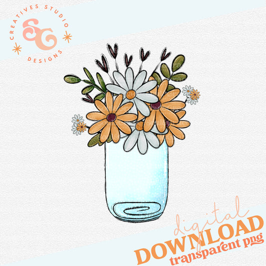 Jar of Flowers PNG Design/Sticker Design