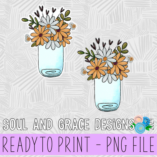 Jar of Flowers PNG Design/Sticker Design