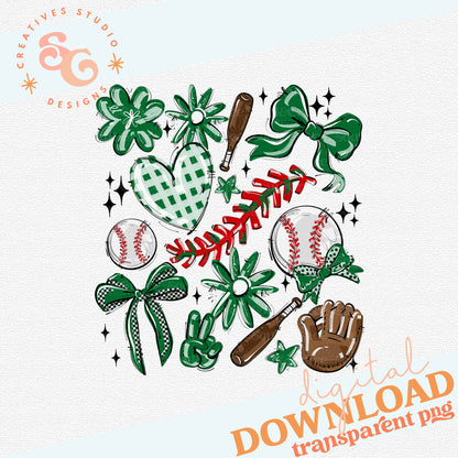 KELLY GREEN PLAY BALL COLLAGE BASEBALL