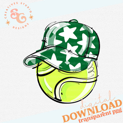 KELLY GREEN PLAY BALL HAPPY FACE TENNIS