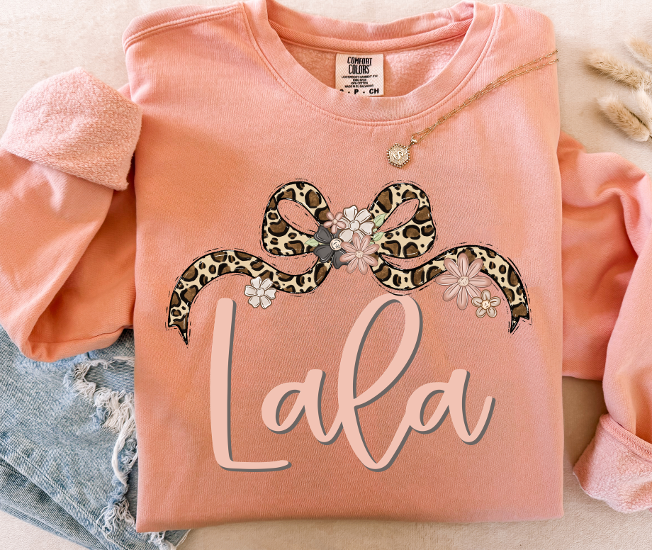 LALA LEOPARD BOW WITH FLOWERS