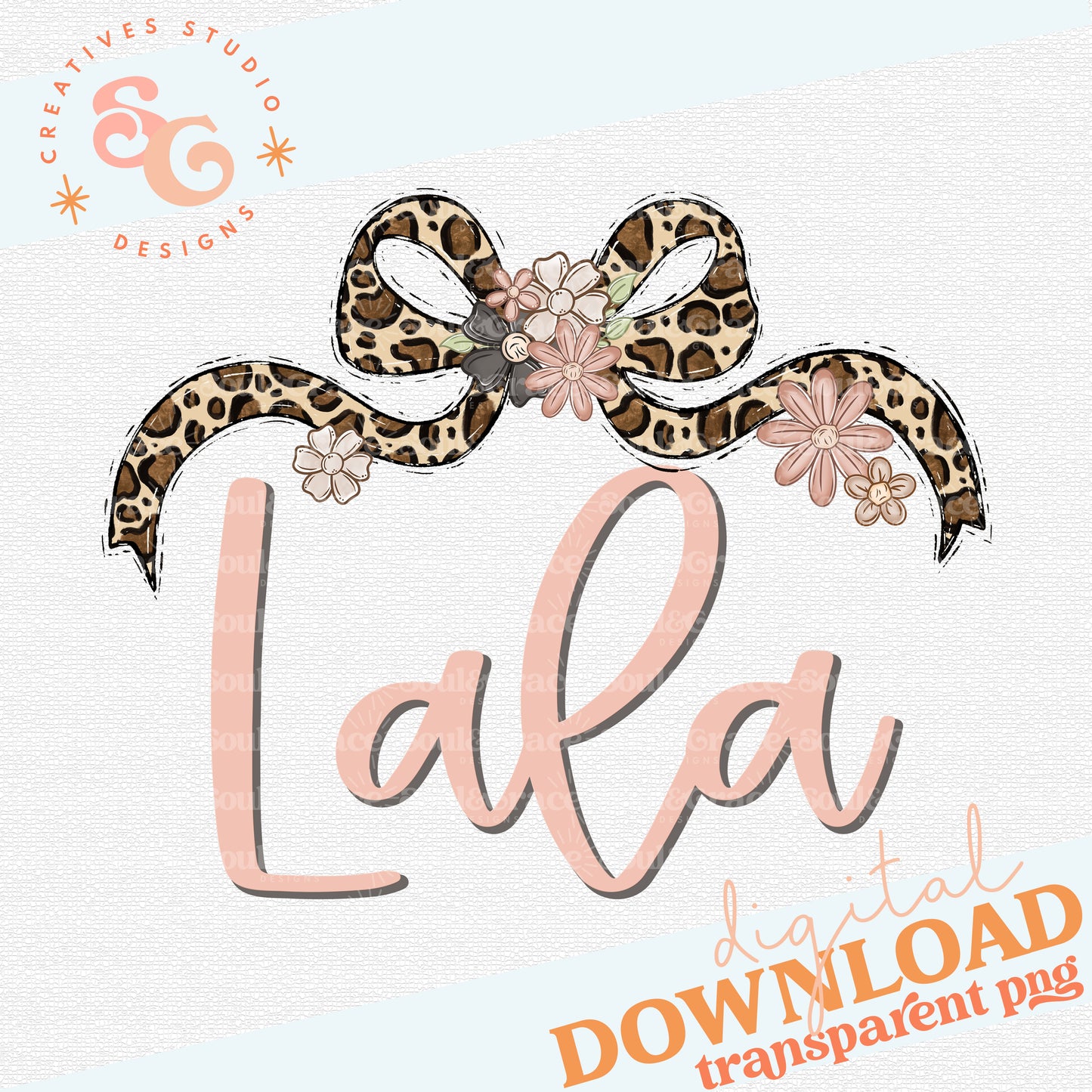 LALA LEOPARD BOW WITH FLOWERS