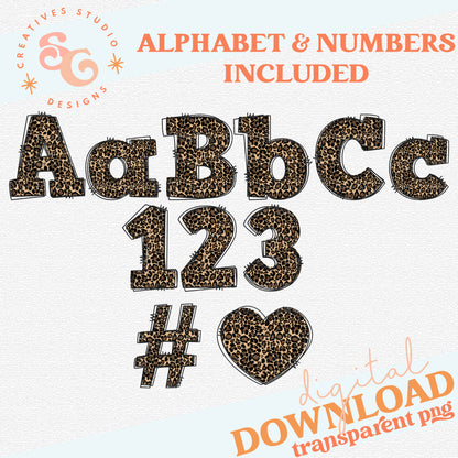 LEOPARD DOODLE ALPHA - NUMBERS INCLUDED