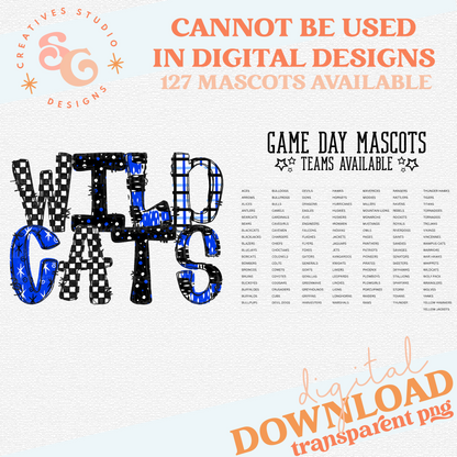GAME DAY MASCOTS - BLUE - CHOOSE YOUR MASCOT