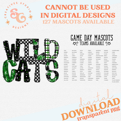 GAME DAY MASCOTS - GREEN - CHOOSE YOUR MASCOT