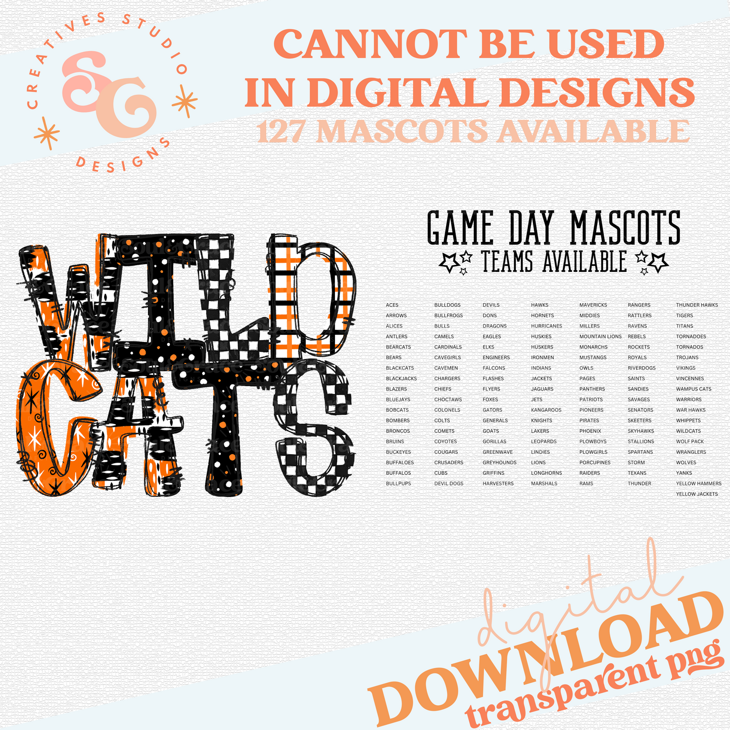 GAME DAY MASCOTS - ORANGE - CHOOSE YOUR MASCOT