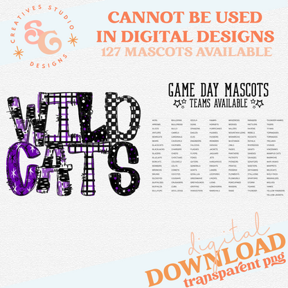 GAME DAY MASCOTS - PURPLE - CHOOSE YOUR MASCOT
