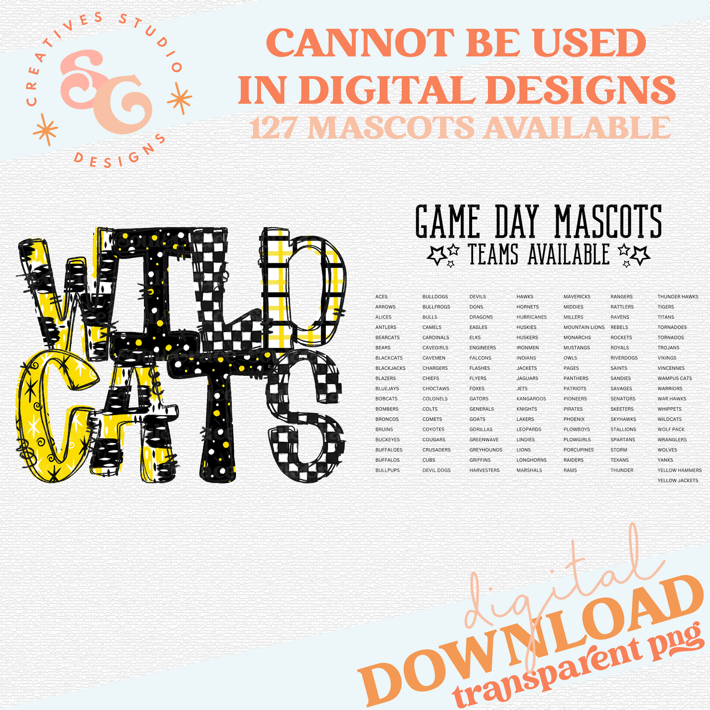 GAME DAY MASCOTS - YELLOW - CHOOSE YOUR MASCOT