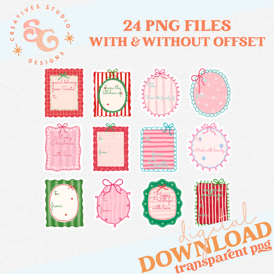 PINK AND PREPPY CHRISTMAS LABEL BUNDLE