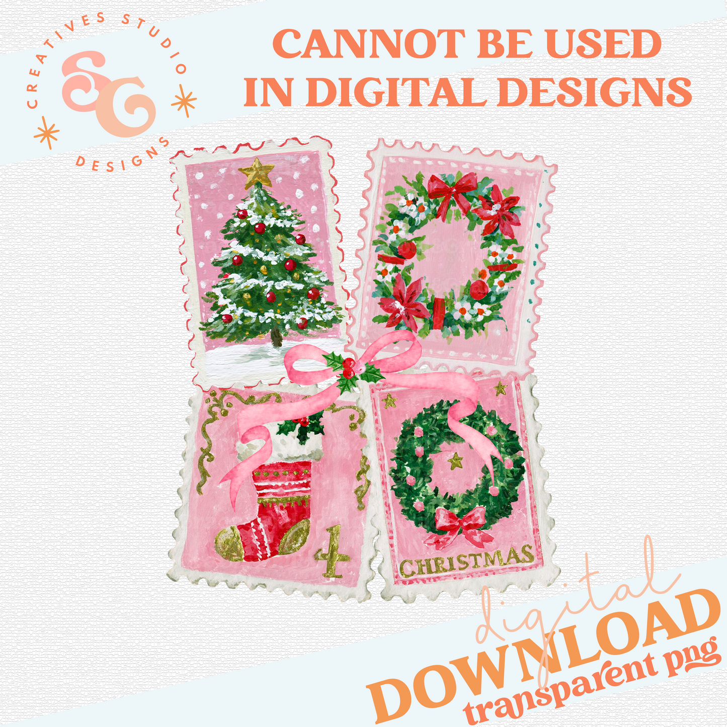 PINK CHRISTMAS STAMPS