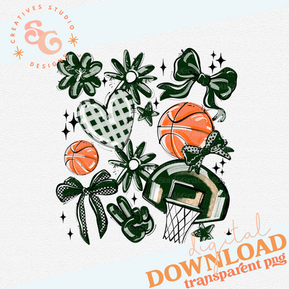 DARK GREEN PLAY BALL BASKETBALL COLLAGE