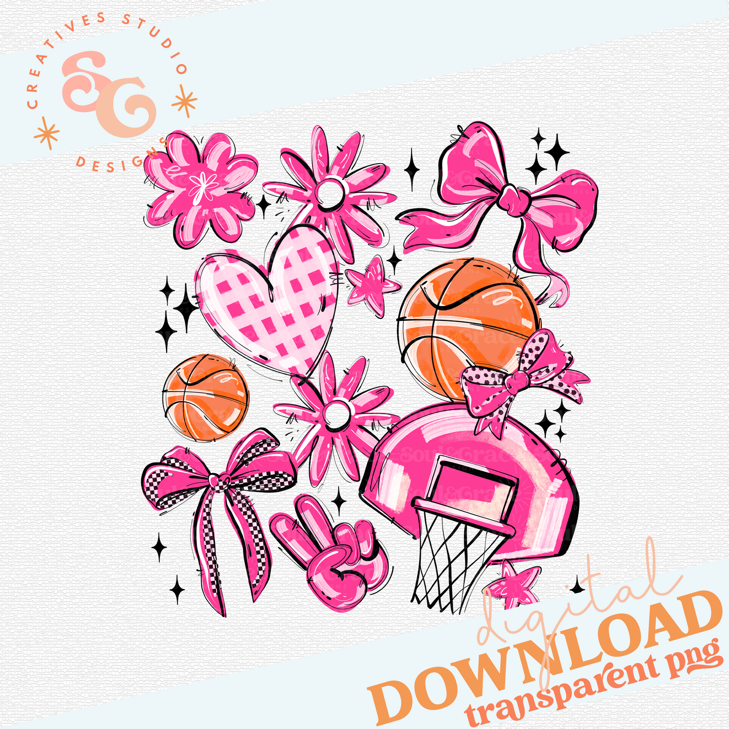 PINK PLAY BALL BASKETBALL COLLAGE
