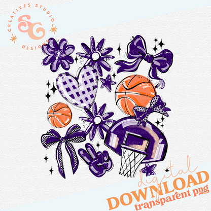 PURPLE PLAY BALL BASKETBALL COLLAGE