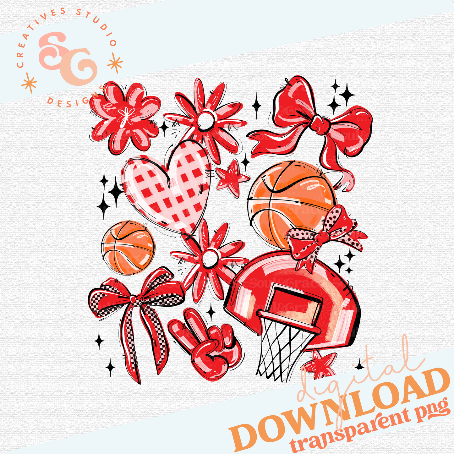 RED PLAY BALL BASKETBALL COLLAGE