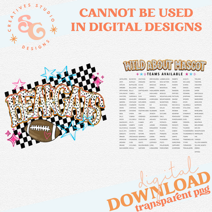 WILD ABOUT FOOTBALL MASCOT - CHOOSE YOUR MASCOTS 201 AVAILABLE
