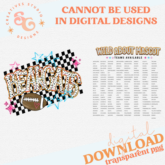 WILD ABOUT FOOTBALL MASCOT - CHOOSE YOUR MASCOTS 201 AVAILABLE