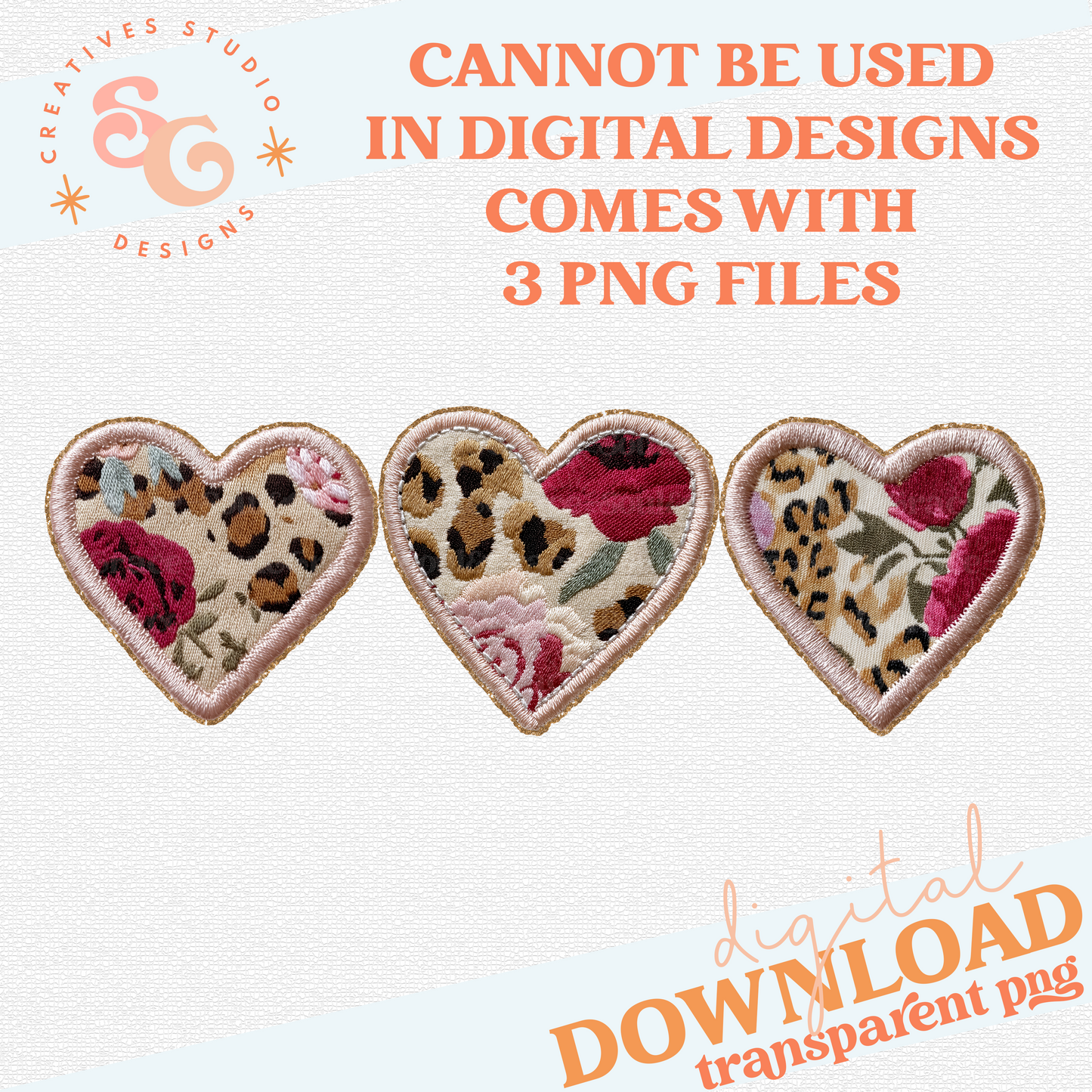 XO XO FAUX APPLIQUE HEART SET OF 3