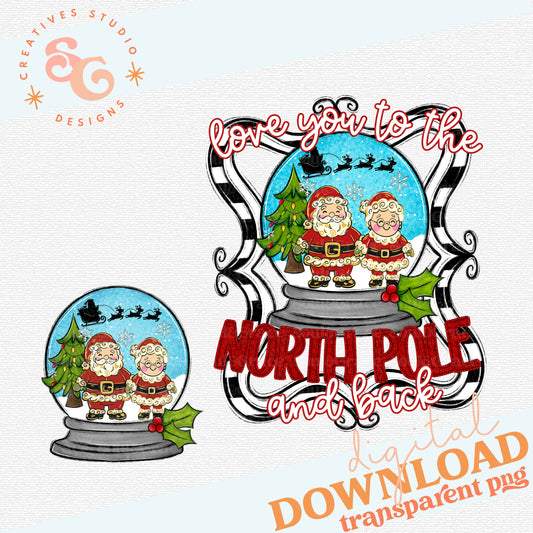 LOVE YOU TO THE NORTH POLE & BACK GLOBE POCKET AND BACK DESIGNS