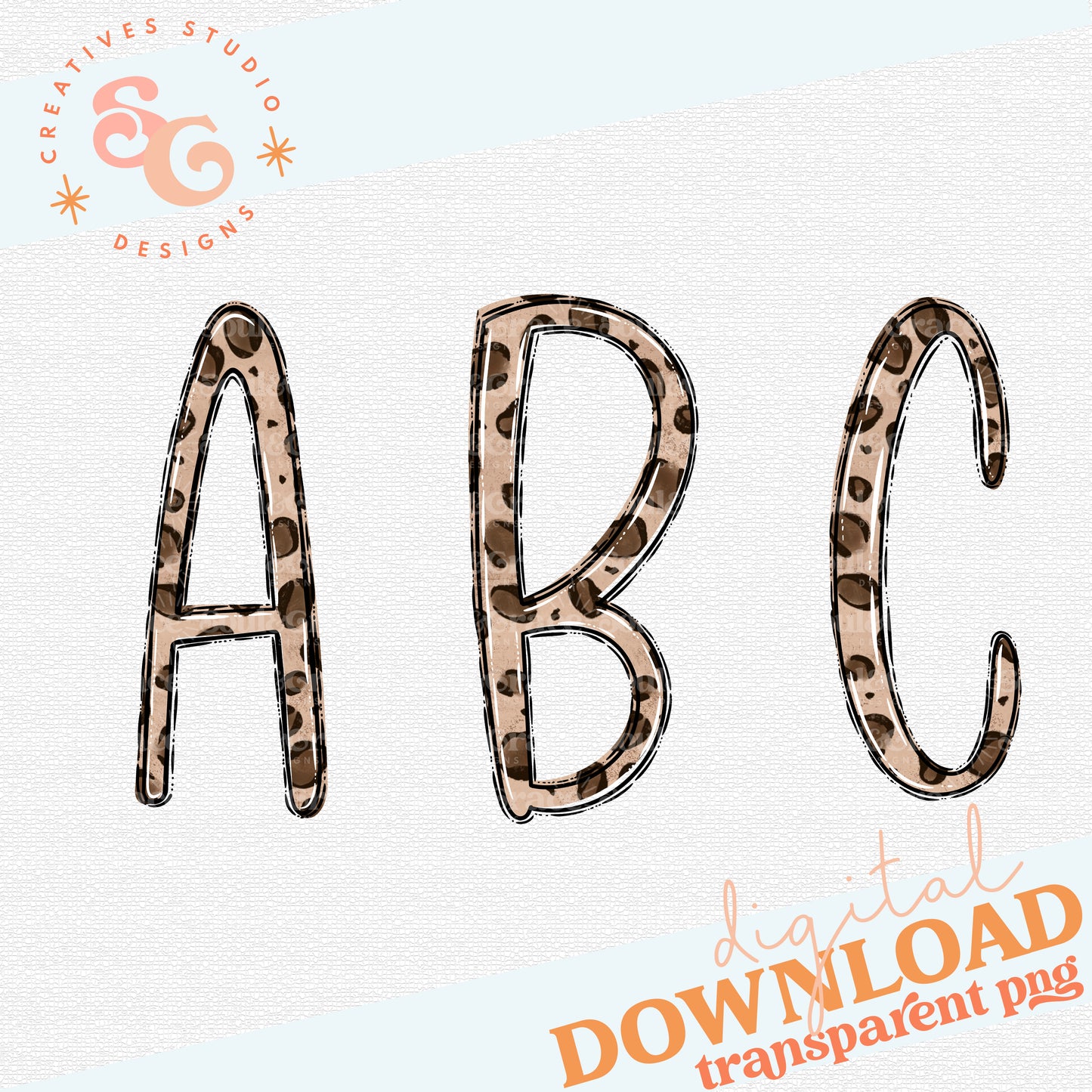 Leopard Monogram Doodle Alphabet