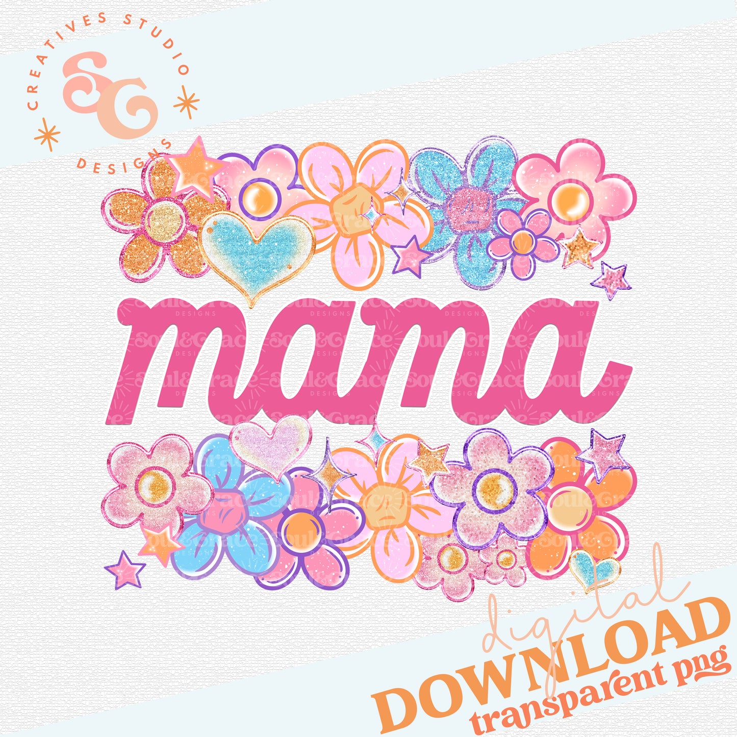 MAMA Floral Heart Family Names