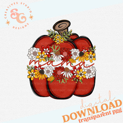 SPLIT PUMPKIN WITH FLOWERS MAMA