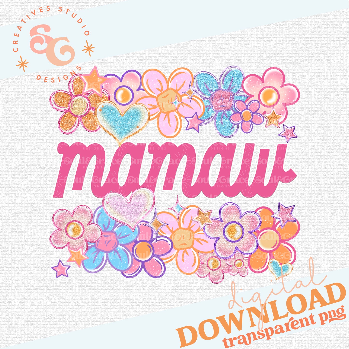 MAMAW Floral Heart Family Names