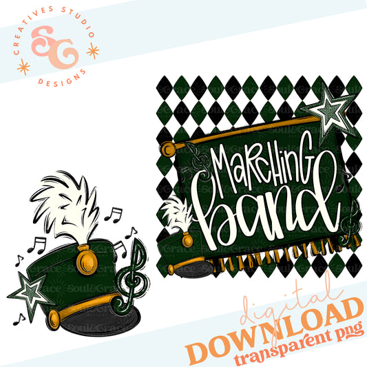 MARCHING BAND ARGYLE DARK GREEN