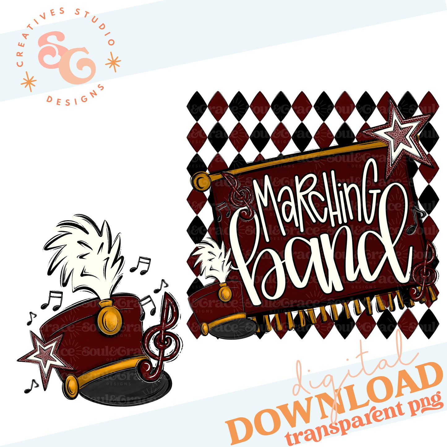 MARCHING BAND ARGYLE MAROON