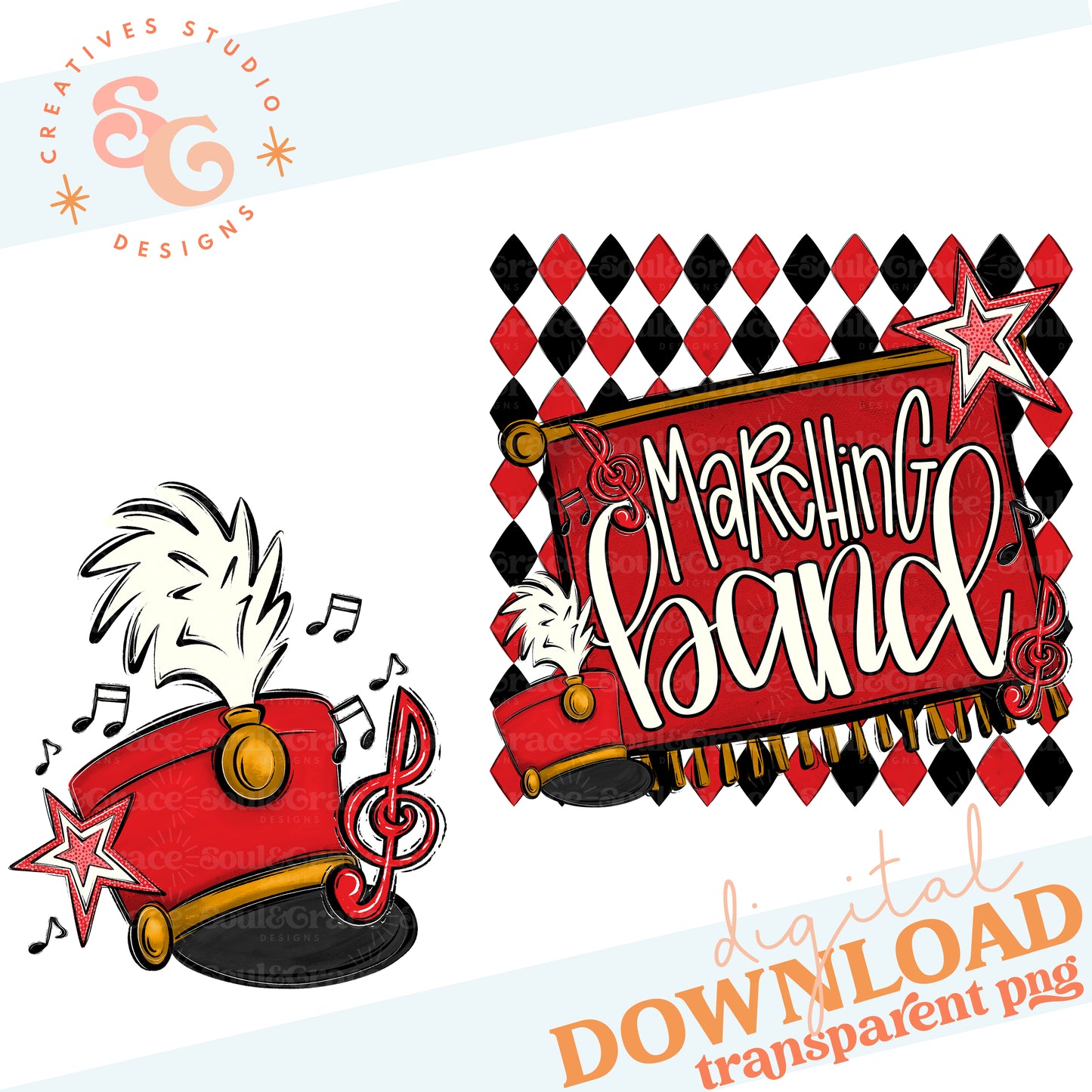 MARCHING BAND ARGYLE RED