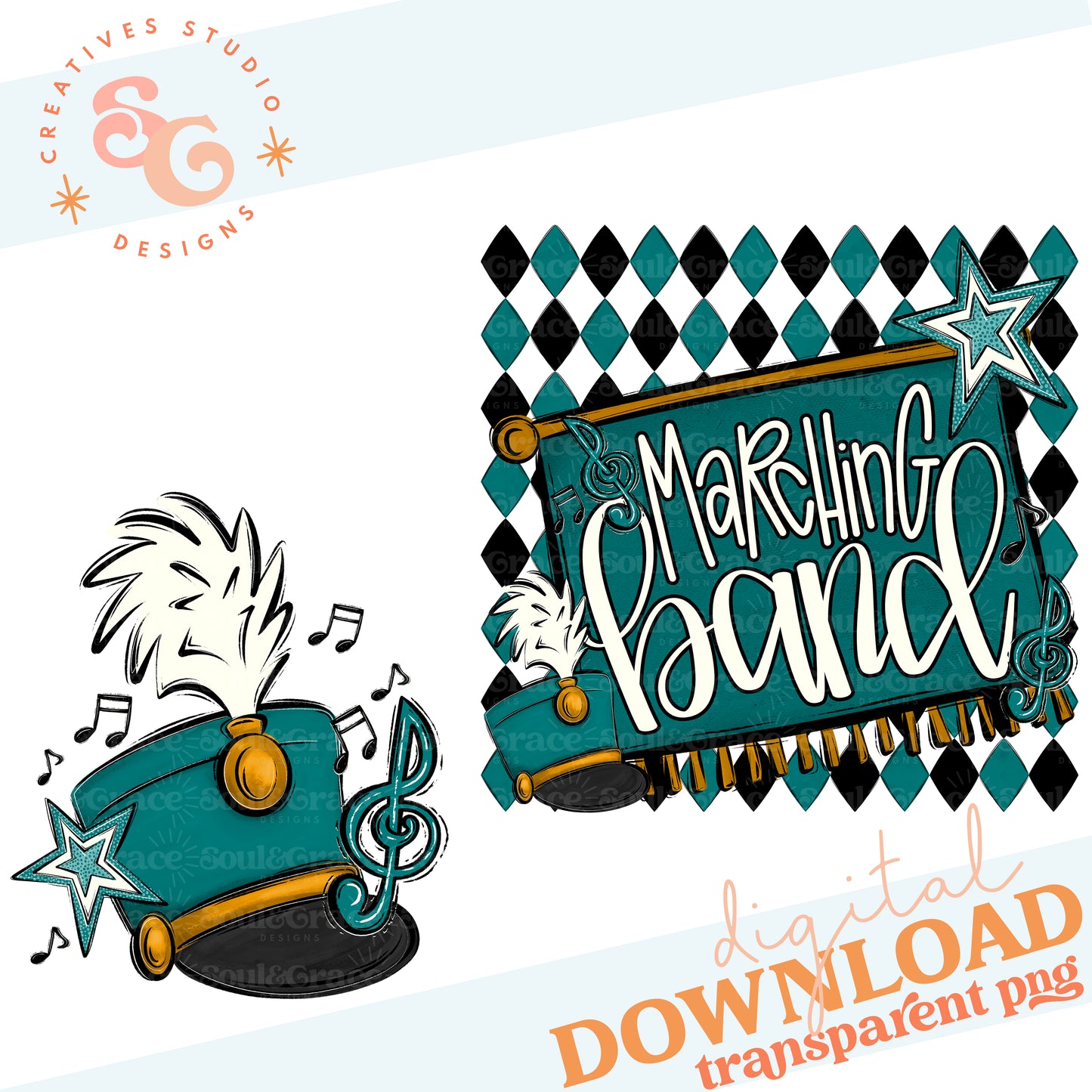 MARCHING BAND ARGYLE TEAL