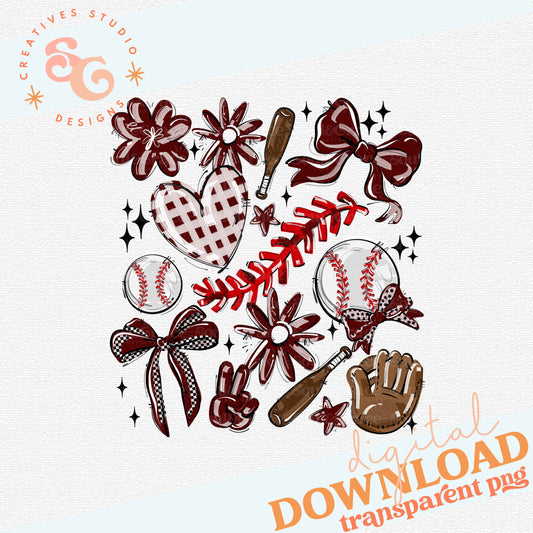 MAROON PLAY BALL COLLAGE BASEBALL
