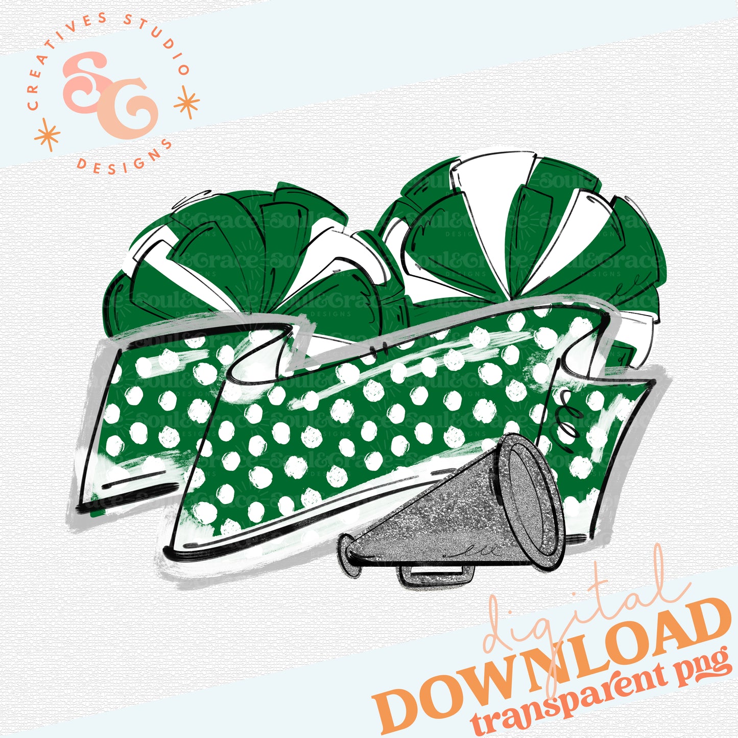 MUMS THE WORD CHEER BANNER KELLY GREEN SILVER