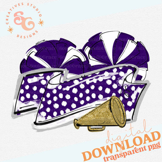MUMS THE WORD CHEER BANNER PURPLE GOLD